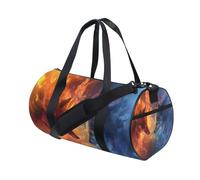 Borsone sportivo da palestra, da viaggio, con due lupi che si affrontano, per weekender, sport, vacanze, danza, Multi