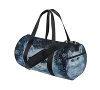 Borsone sportivo da palestra, da viaggio, con gatto bianco delle nevi per weekender, sport, vacanze, danza, Multi
