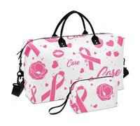 Borsone sportivo da palestra, multifunzionale, con borsa da toilette per allenamento, yoga, motivo rosa con nastri, baci e fiori, Motivo rosa con nastri, baci e fiori, 1 Size