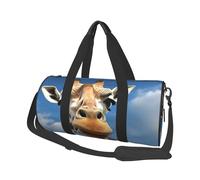 Borsone sportivo da palestra per donne e uomini, borsone da viaggio, borsa da weekender, con divertente giraffa, borsa da viaggio per la notte, per viaggi, nuoto, fitness, allenamento, sport, nero