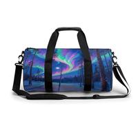 Borsone sportivo da palestra per donne e uomini, borsone da viaggio, borsa da weekender, una splendida foresta aurora da portare durante la notte, per viaggi, nuoto, fitness, allenamento, sport