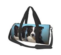 Borsone sportivo da palestra per donne e uomini, borsone da viaggio con Border Collie, borsa da weekender, in tela, borsa da viaggio per la notte, per viaggi, nuoto, fitness, allenamento, sport, nero