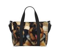 Borsone sportivo da palestra per donne e uomini, borsone da viaggio con cane pastore tedesco, borsa da weekender, borsa da viaggio in tela per viaggi, nuoto, fitness, allenamento, sport, borsone nero