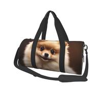 Borsone sportivo da palestra per donne e uomini, borsone da viaggio tote borsa da fine settimana carino cane Pomerania borsa da viaggio per viaggi nuoto fitness allenamento sport borsone nero, taglia