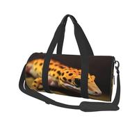 Borsone sportivo da palestra per donne e uomini, borsone da viaggio tote borsa da weekend leopardato piccolo geco borsa da viaggio per viaggi nuoto fitness allenamento sport borsone nero, taglia unica
