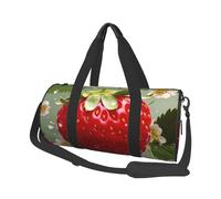 Borsone sportivo da palestra per donne e uomini, borsone da viaggio tote borsa da weekender, bella fragola, borsa da viaggio per la notte, per viaggi, nuoto, fitness, allenamento, sport, borsone nero