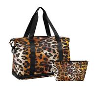 Borsone sportivo da viaggio, borsone da viaggio con tasca bagnata, scomparto per scarpe e articoli da toeletta, stampa leopardata marrone leopardata ghepardo animale, per donna e uomo, Multi