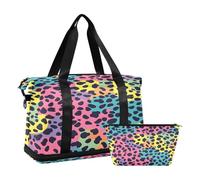 Borsone sportivo da viaggio, borsone da viaggio con tasca bagnata, scomparto per scarpe e articoli da toeletta, rosa, blu, leopardo, per donna e uomo, Multi