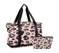 Borsone sportivo da viaggio, borsone da viaggio con tasca bagnata, scomparto per scarpe e articoli da toeletta, stampa leopardata, ghepardo, rosa, per donna e uomo, Multi
