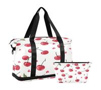 Borsone sportivo da viaggio, borsone da viaggio con tasca bagnata, scomparto per scarpe e articoli da toeletta, rosso ciliegia, per donna e uomo, Multi