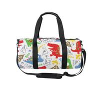 Borsone sportivo da viaggio con dinosauri tropicali in stile cartone animato per donne e uomini, animali Dino ragazze borsa da ginnastica da ballo per fine settimana borsa da notte borsa da