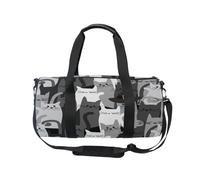 Borsone sportivo da viaggio con gatto, nero, per donne e uomini, animali, gatti, ragazze, ginnastica, danza, fine settimana, pernottamento, fitness, allenamento