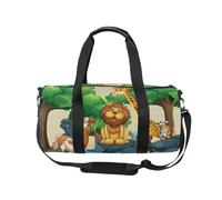 Borsone sportivo da viaggio, con leone e giraffa, per donne, uomini, cartoni animati, ragazze, ginnastica, danza, fine settimana, pernottamento, fitness, allenamento