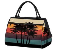 Borsone sportivo da viaggio con silhouette di albero retrò tramonto per donne e uomini, borsone da viaggio di grande capacità, impermeabile, borsa da portare durante la notte, per palestra, viaggi