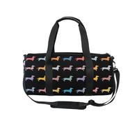 Borsone sportivo da viaggio per donne e uomini, cani bassotto colorato per ragazze, ginnastica, danza, fine settimana, borsa per allenamento fitness, borsa da ospedale, Multicolore, Borsone da viaggio