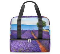 Borsone sportivo estivo con campo di lavanda per donne uomini ragazzi Kirls 21 L weekend pernottamento borse separate per viaggi, palestra, yoga, Colore, 21L, Organizer per borse