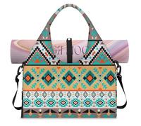 Borsone sportivo etnico bohémien geometrico per donne e uomini borsa da notte per il fine settimana con scomparto per scarpe borsa a tracolla tote bagaglio per yoga palestra viaggi, Colore, L,