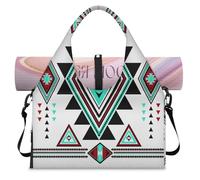 Borsone sportivo etnico geometrico per donne e uomini borsa da notte per il fine settimana con scomparto per scarpe borsa a tracolla tote bagaglio per yoga palestra viaggi, Colore, L, Organizer per