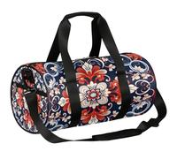 Borsone sportivo etnico indiano, borsone da palestra, da allenamento, leggero, a tracolla, borsone da viaggio, per uomini e donne (motivo floreale tribale), Etnico indiano, 17.6(L) x 9(W) x 9(H) inch