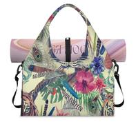 Borsone sportivo etnico indiano con fiori di tigre per donne e uomini borsa da notte per il fine settimana con scomparto per scarpe borsa a tracolla tote bagaglio per yoga palestra viaggi, Colore, L,