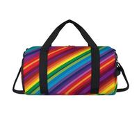 Borsone sportivo geometrico arcobaleno con scomparto per scarpe, per la notte, per il weekender, da viaggio, palestra, organizer per bagagli per donne, uomini, bambini, ragazze e ragazzi