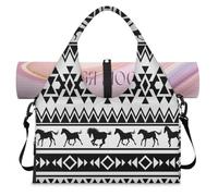 Borsone sportivo geometrico con animali tribali, per donne e uomini, borsa da notte per il fine settimana con scomparto per scarpe, borsa a tracolla per yoga, palestra, viaggi, Colore, L, Organizer