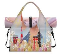 Borsone sportivo giapponese per donne e uomini, con stampa giapponese Tokyo, borsa da notte per il fine settimana con scomparto per scarpe borsa a tracolla per yoga palestra viaggi, Colore, L,