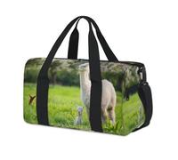 Borsone sportivo in alpaca bianca con graziosa alpaca, per il fine settimana, per la notte, casual, da viaggio, palestra, per bambini, ragazze, ragazzi, donne, uomini