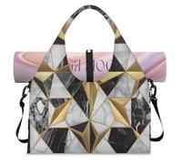 Borsone sportivo in marmo con motivo floreale geometrico per donne e uomini, borsa da notte per il fine settimana con scomparto per scarpe borsa a tracolla per yoga palestra viaggi, Colore, L,
