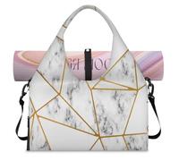 Borsone sportivo in marmo geometrico artistico per donne e uomini, borsa da notte per il fine settimana con scomparto per scarpe borsa a tracolla tote per yoga palestra viaggi, Colore, L, Organizer