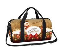 Borsone sportivo natalizio con pupazzo di neve, con scritta in inglese "Merry Christmas", per il fine settimana, per la notte, casual, da viaggio, palestra, per bambini, ragazze, ragazzi, donne