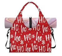 Borsone sportivo natalizio per donne e uomini, borsa da viaggio con lettera Ho di Natale, per il fine settimana, con scomparto per scarpe, a tracolla, per yoga, palestra, viaggi, Colore, L, Organizer