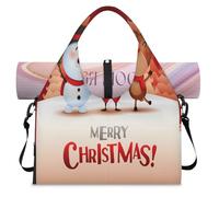 Borsone sportivo natalizio per donne e uomini, design Merry Christmas, borsa da notte con scomparto per scarpe, borsa a tracolla per yoga, palestra, viaggi, Colore, L, Organizer per borse