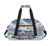 Borsone sportivo per bambini, ragazze, ragazzi, donne, uomini, 24 l, borsa da viaggio per la notte, borsa da viaggio, palestra, danza, pittura paesaggistica, tigre, Colore, (24L) UK, Organizer per