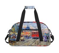 Borsone sportivo per bambini, ragazze, ragazzi, donne, uomini, 24 l, borsa da viaggio per la notte, borsa da viaggio, palestra, danza, paesaggio stradale, pittura a olio, Colore, (24L) UK, Organizer