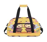 Borsone sportivo per bambini, ragazze, ragazzi, donne, uomini, 24 l, per fine settimana, per la notte, borsone da viaggio, palestra, danza, divertente, cartone animato, fiore ape, Colore, (24L) UK,