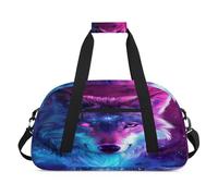 Borsone sportivo per bambini, ragazze, ragazzi, donne, uomini, 24 l, per fine settimana, per la notte, borsone da viaggio, palestra, danza, galassia, animale, lupo, Colore, (24L) UK, Organizer per