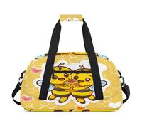 Borsone sportivo per bambini, ragazze, ragazzi, donne, uomini, 24 l, per fine settimana, per la notte, borsone da viaggio, palestra, danza, carino cartone animato ape, Colore, (24L) UK, Organizer per