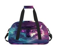 Borsone sportivo per bambini, ragazze, ragazzi, donne, uomini, 24 l, per fine settimana, pernottamento, borsone da viaggio, palestra, danza, galassia, animale lupo, Colore, (24L) UK, Organizer per