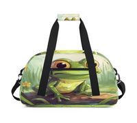 Borsone sportivo per bambini, ragazze, ragazzi, donne, uomini, 24 l, per fine settimana, pernottamento, borsone da viaggio, palestra, danza, stampa con rane animali, Colore, (24L) UK, Organizer per