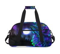 Borsone sportivo per bambini, ragazze, ragazzi, donne, uomini, 24 l, per fine settimana, pernottamento, borsone da viaggio, palestra, danza, galassia, luna, lupo, Colore, (24L) UK, Organizer per borse