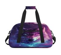 Borsone sportivo per bambini, ragazze, ragazzi, donne, uomini, 24 l, per fine settimana, pernottamento, borsone da viaggio, palestra, danza, lupo galassia 3D, Colore, (24L) UK, Organizer per borse