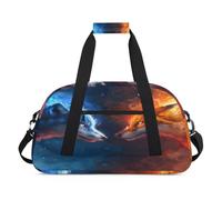 Borsone sportivo per bambini, ragazze, ragazzi, donne, uomini, 24 l, per fine settimana, pernottamento, borsone da viaggio, palestra, danza, animale, fuoco, lupo, volpe, Colore, (24L) UK, Organizer