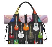 Borsone sportivo per chitarra colorata con musica per donne e uomini, borsa da viaggio per il fine settimana con scomparto per scarpe a tracolla borsa da viaggio per yoga palestra viaggi, Colore, L,