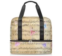 Borsone sportivo per donne, uomini e ragazzi, Kirls, note musicali, ballerine, fine settimana, borsa per la notte, separata dal bagnato, borsa tote da 21 l, per viaggi, palestra, yoga, Colore, 21L,