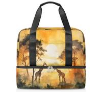 Borsone sportivo per donne, uomini e ragazzi, Kirls, sole mattutino, foresta africana, giraffa, weekend, pernottamento, borsa da 21 l, per viaggi, palestra, yoga, Colore, 21L, Organizer per borse