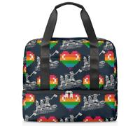 Borsone sportivo per donne, uomini e ragazzi, Kirls, teschio pirateria con cuore, scheletro, weekend, per la notte, separato, 21 l, borsa tote per viaggi, palestra, yoga, Colore, 21L, Organizer per