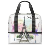 Borsone sportivo per donne, uomini e ragazzi, Kirls, Torre Eiffel Balletto Attore di Parigi, 21 L, per il fine settimana, per la notte, per viaggi, palestra, yoga, Colore, 21L, Organizer per borse