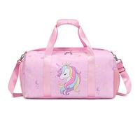 Borsone sportivo per ragazze, borsa da ballo per bambini, borsa da weekender, borsa da palestra, da viaggio, con scomparti per scarpe, viola-unicorno, taglia unica, Unicorno viola, Taglia unica