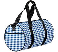 Borsone sportivo piccolo, borsa tote per yoga, a quadri blu e bianchi, borsa da viaggio per fitness all'aperto